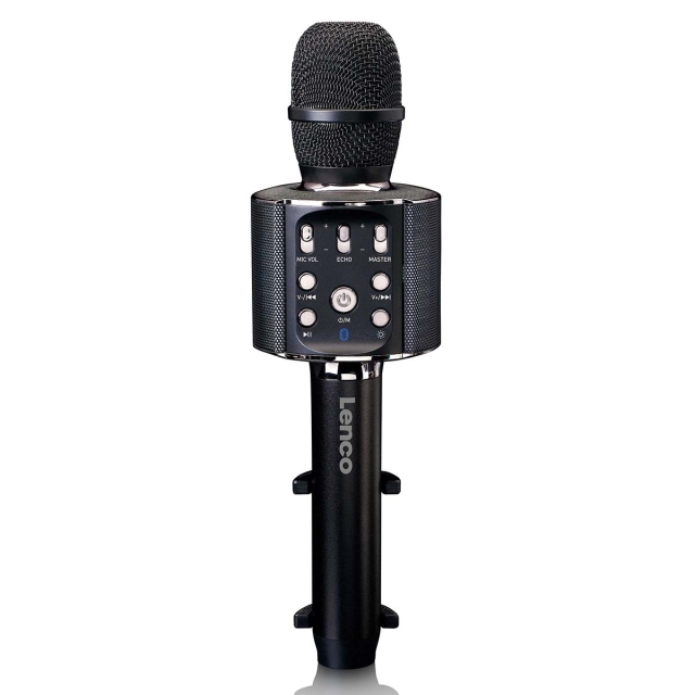 Lenco Bluetooth® Karaoke microphone with speaker & lighting Black