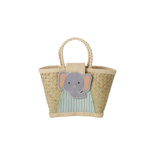 RICE Raffia Kids Bag with Elephant Closing - (KIBAG-ELEP)