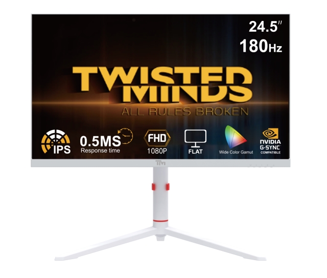 Twisted Minds Arctic Pro Series 24 FHD - 180HZ 0.5MS Fast IPS HDMI 2.1 Gaming Monitor - White