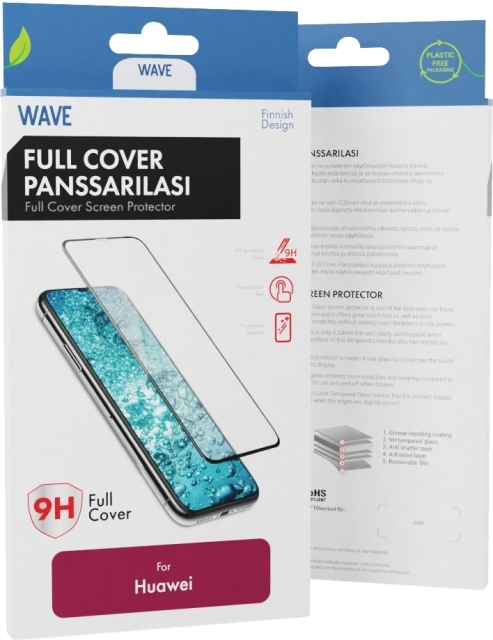Wave Full Cover armoured glass, Huawei P30 Lite, black