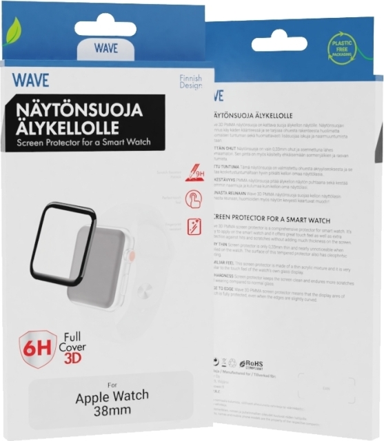 Wave 3D PMMA Screen Protector, Apple Watch 38 mm, black