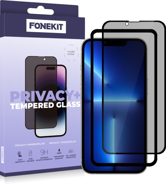 FoneKit Privacy+ Full Cover, iPhone 13 Pro Max / 14 Plus, black