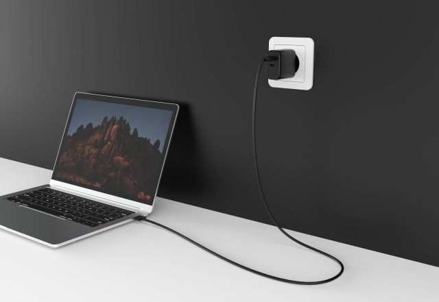 FoneKit GaN PD 65W AC charger, USB-C + USB-C, black