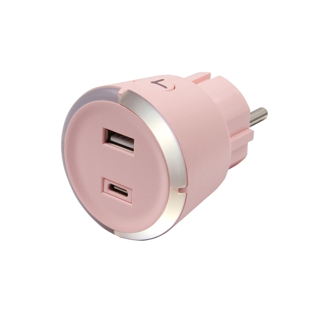 CAPiDi Safety Timer USB A+C 1-4 3.4A Pink