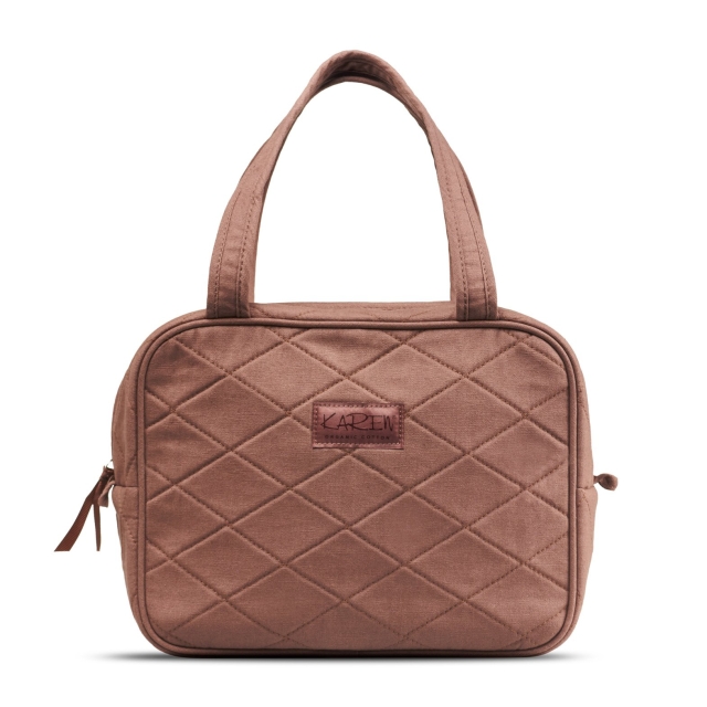 Karen Toiletry bag with handle - Mocca quilt