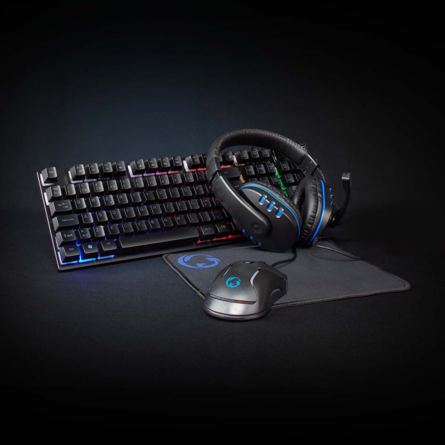Nedis Gaming Combo Kit | 5-in-1 | Keyboard, Headset, Mouse and Mouse Pad | Black | QWERTY | ND Layout