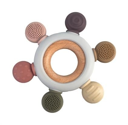 Magni Teether Rudder with wooden center ring - Multi colored (5547)
