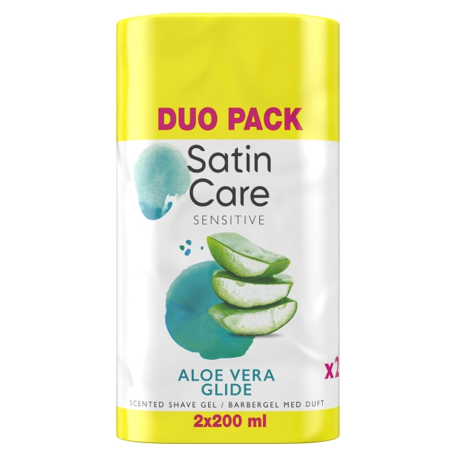 Gillette Satin Care Shaving Gel Aloe Vera - White/Yellow - 2x200 ml