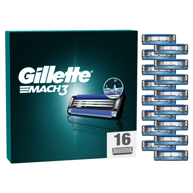Gillette Mach3 razor blades - Blue/Black - 16 pcs
