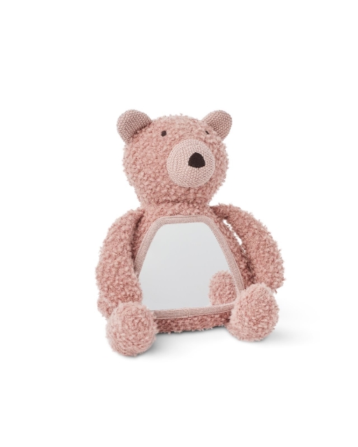 Smallstuff Activity bear with mirror, wool bouclé, rose - (40048-05)