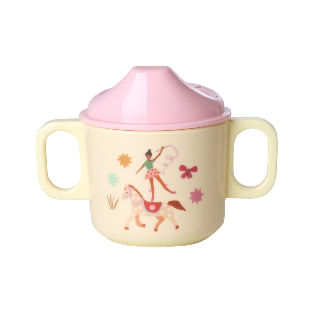 RICE Melamine 2 Handle Baby Cup with Fun Fair Print - Pink - 250 ml