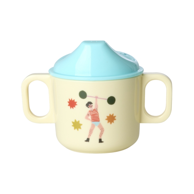 RICE Melamine 2 Handle Baby Cup with Fun Fair Print - Mint - 250 ml