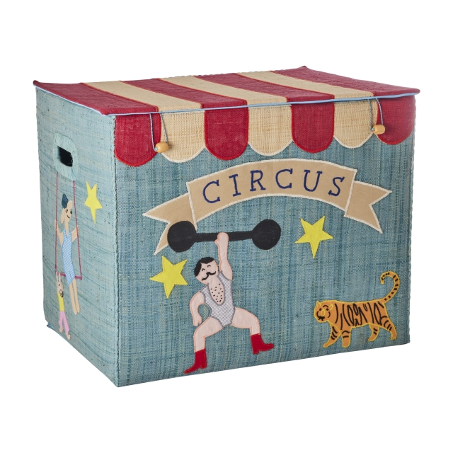 RICE Raffia Storage Box with Circus Theme - Extra Large
