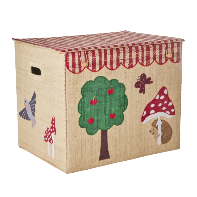 RICE Raffia Storage Box with Happy Forest Theme - Extra Large