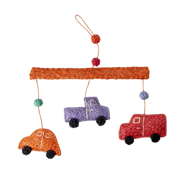 RICE Raffia Mobile with Cars - (KIMOB-CAR)