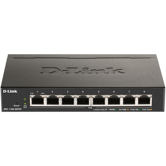 D-Link DGS-1100-08PV2 8-Port PoE Administrerbar Gigabitswitch