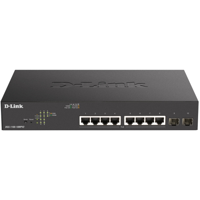 D-Link DGS-1100-10MPV2 10-port PoE+ Smart Administrerbar Gigabitswitch
