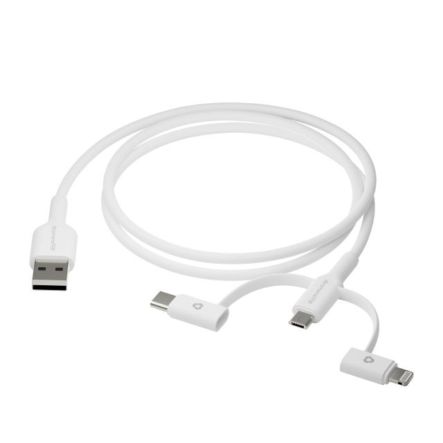 dbramante1928 Re-charge - 3in1 Cable–USB A to USB-A,C & Lightn-W