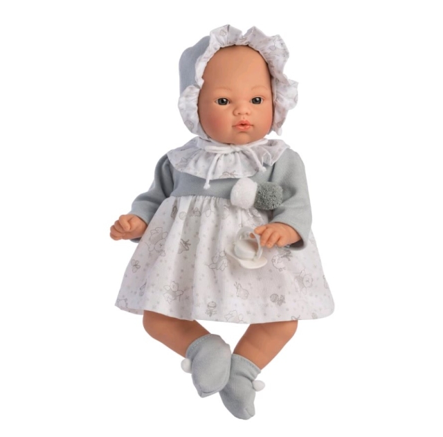 ASI Koke doll in grey and white dress, 36 cm