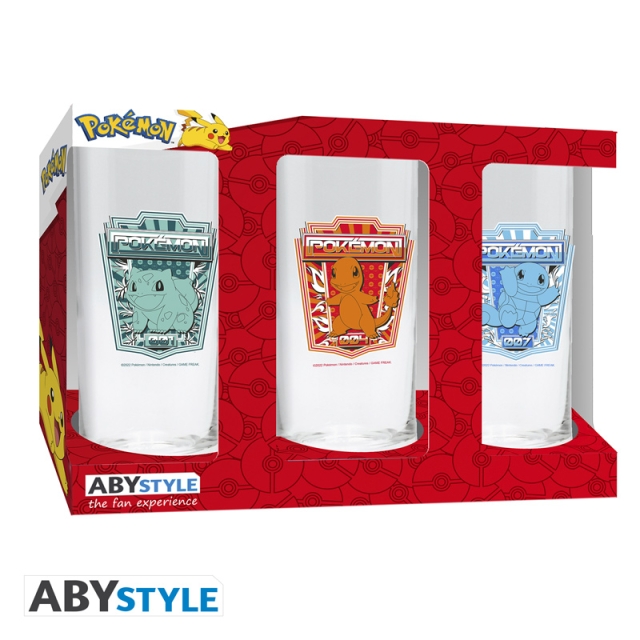 Abysse Pokemon Glass Set - 3 x 14cm Height, 6cm Diameter