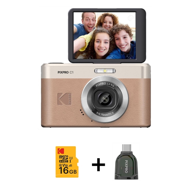 Kodak Digital Camera Pixpro C1 CMOS 5x 13MP Bundle Brown
