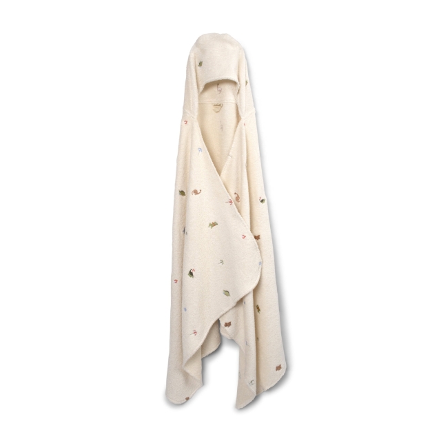 Filibabba Embroidered hooded towel - Dino Beach - White - 12-60 m (FI-03577)