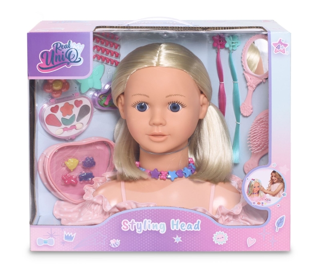 Real UniQ Styling Head with hair accessories and cosmetic case (30561)