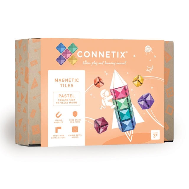 Connetix Pastel Square Pack 40 Pieces (CT-P-00040-SQ)
