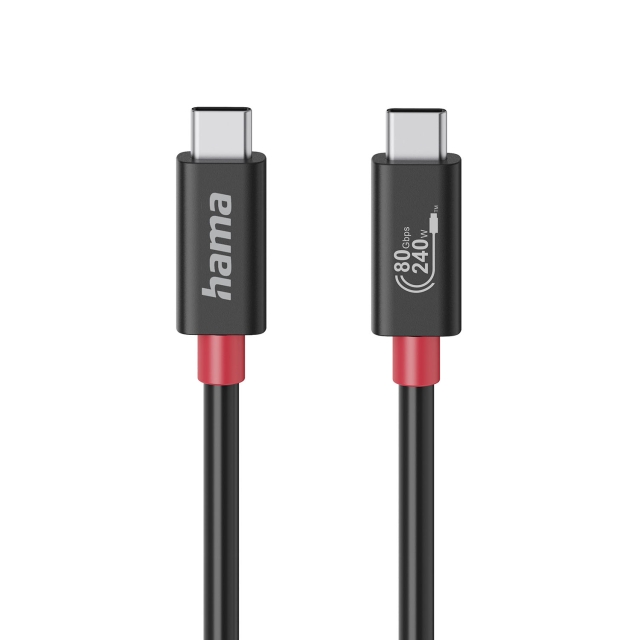 Hama Cable USB-C USB 4.0 Gen4 80 Gbit/S 240W Black 1.0m