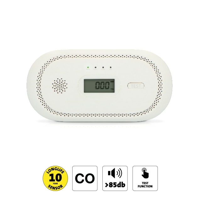 Alecto Carbon monoxide alarm with 10 year sensor runtime and display