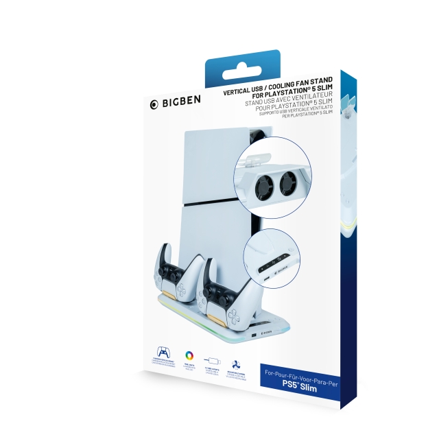 NACON Charging Station with Fan RGB/USB Hub/Fan, White PS5 Slim