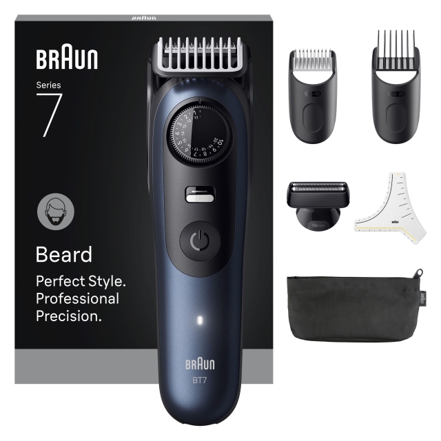 Braun Beard Trimmer Series 7, +6 Barbering Tools, BT7520 - Black / Deep Blue