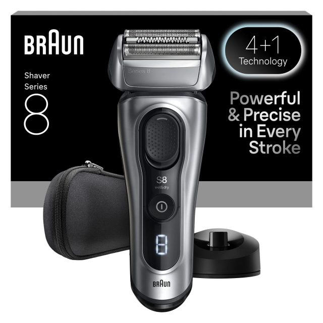 Braun Series 8 Electric Shaver - SensoAdapt, Charging Stand, 8617S - Silver