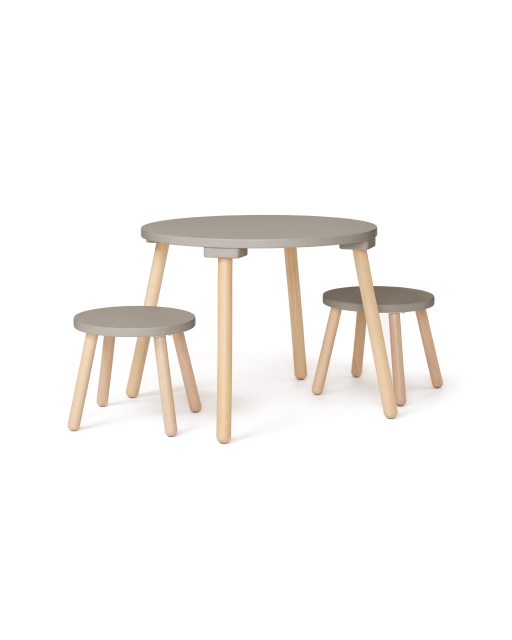 Kids Concept Stool and Table Set - Light Brown - 77x77x46 cm
