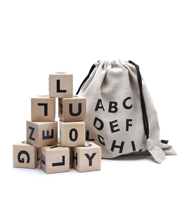 Ooh Noo Wooden alphabet blocks, black (40AB1501)
