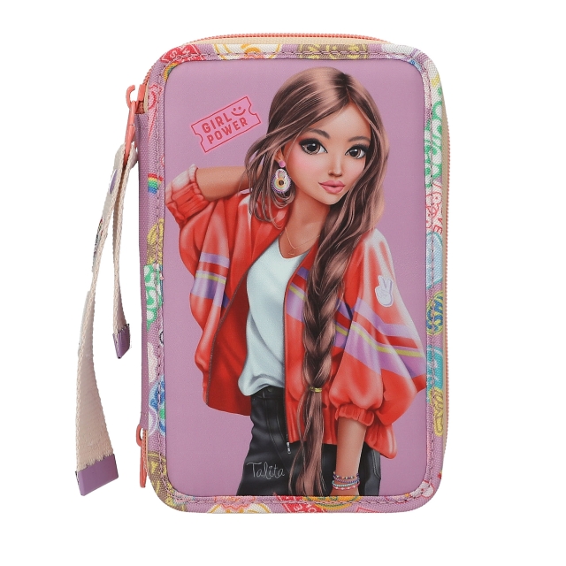 TOPModel Triple Pencil Case with Pendant GIRL POWER - Purple