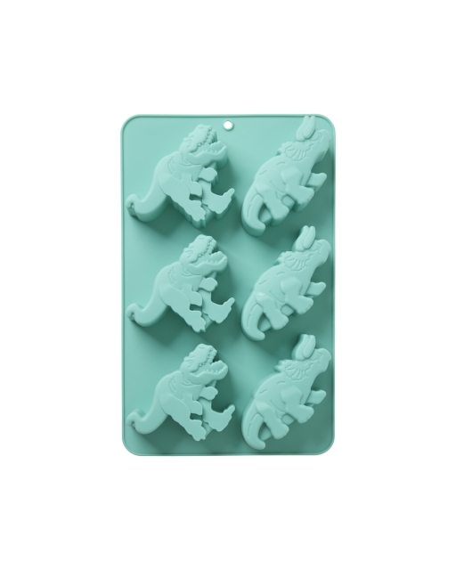 RICE Silicone Baking Form with 6 Dinos - Mint - 30 cm x 20 cm