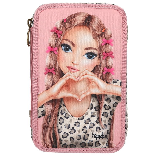 TOPModel Triple Pencil Case With Bow LEOHEART - Pink