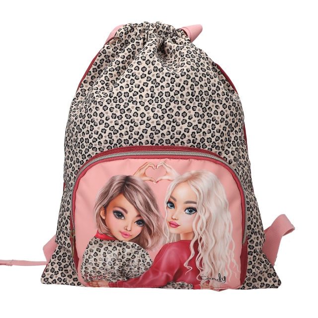 TOPModel Draw Sack LEOHEART - Leopard Print/Berry Red/Pink