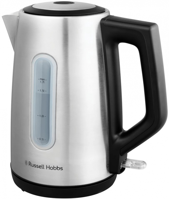 Russell Hobbs Heaton Brushed Kettle - Brushed Stainless Steel with Black Accents - 1.7L