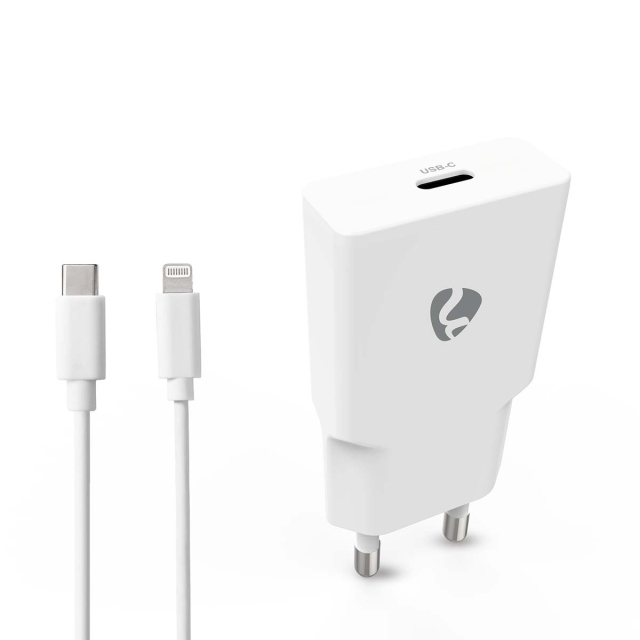 Nedis Wall Charger | PD3.0 | Quick charge feature | 1.67 / 2.22 / 3.0 A | Number of outputs: 1 | USB-C™ | Lightning 8-Pin (Loose) Cable | 1.00 m | Automatic Voltage Selection | White