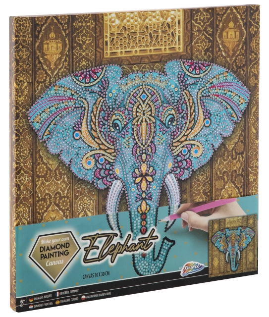Grafix Diamond Painting on Canvas - Elephant 30 x 30 cm - (K-260010)