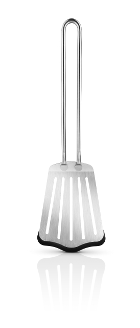 Eva Trio Spatula with silicone - Polished steel - 27 cm