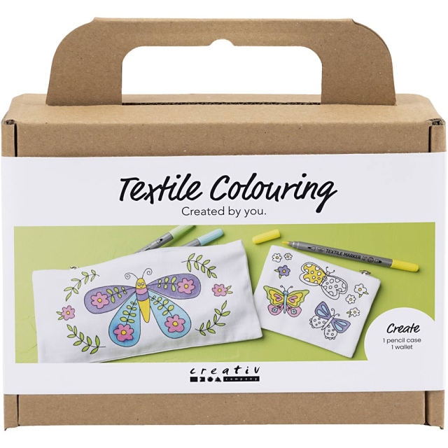 Creative Toys Creative - Mini Craft Kit Textile Colouring, Butterflies, pastel colours, 1 pack - ()