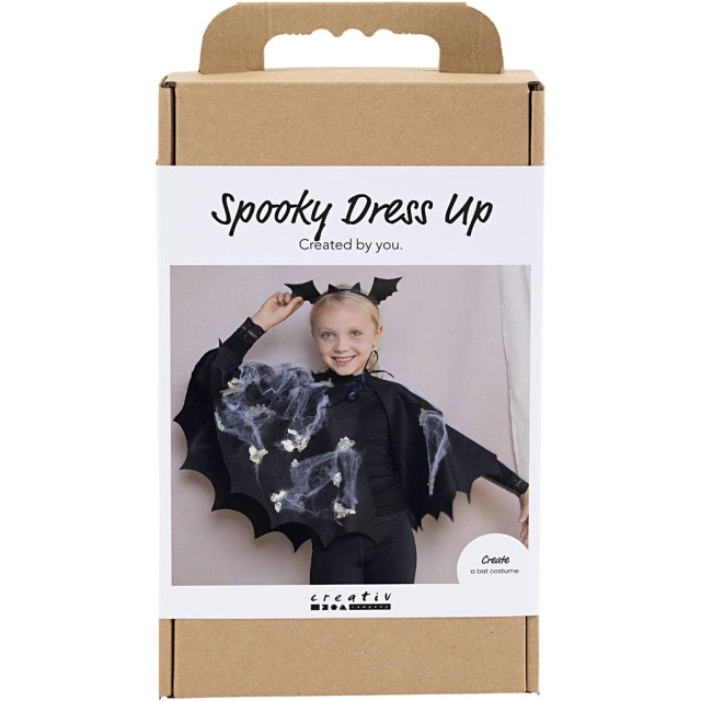 Craft Kit Spooky Costume - Bat cape and headband - black - black glitter (977883)