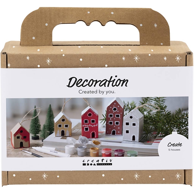 Creativ Company Mini Craft Kit Decoration - Houses - christmas colours (977825)