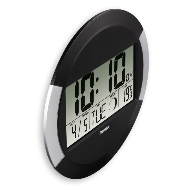 Hama Wall Clock Ischia DCF Radio Black Silver