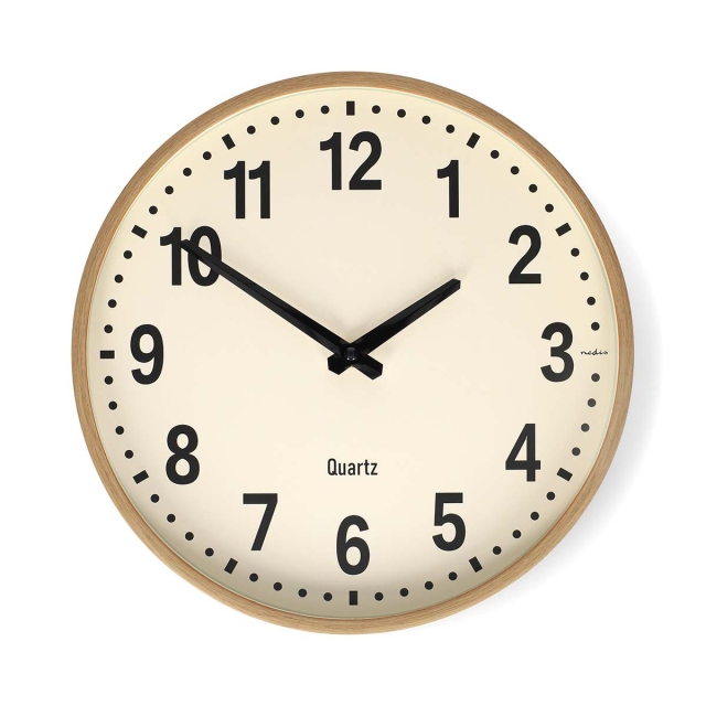 Nedis Wall Clock | Diameter: 300 mm | Wood | Silent movement | Wood