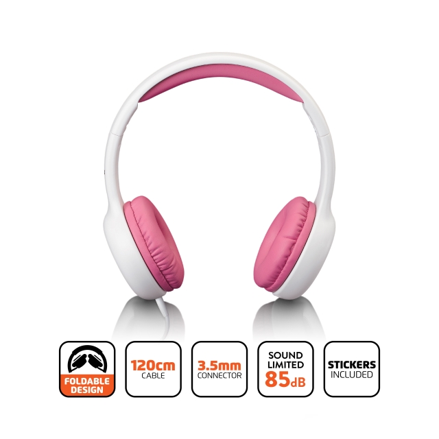 Lenco Kids headphone 85dB with stickers Pink