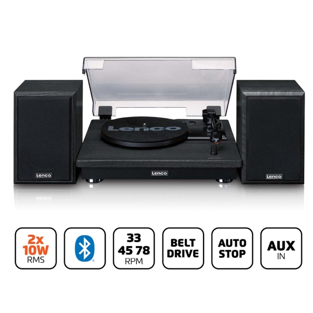 Lenco Record Player with Bluetooth® reception and two external speakers